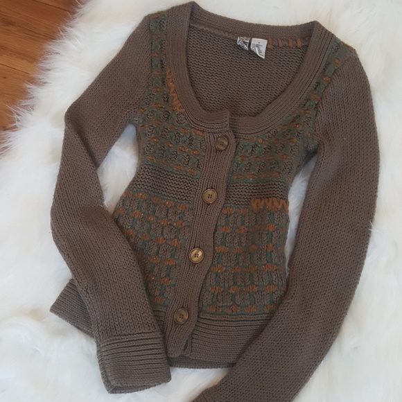 BKE Sweaters - BKE Chunky Taupe Button Cardigan Sweater Women's S